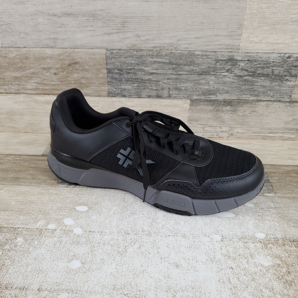 KURU Quantum 2.0 Mens Shoes Sz 13.5 Running Jet Black Slate Gray Lace Up Sneaker